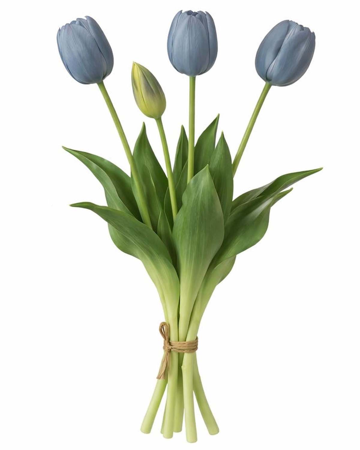 Blue Tulip Stems - Bunch of 5 Artificial Spring Flowers