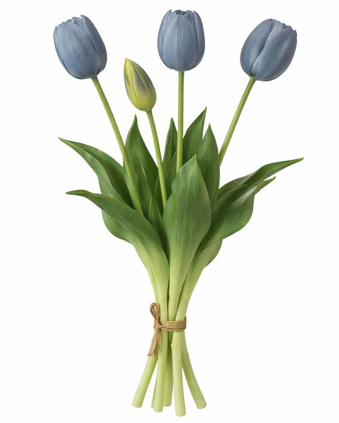Blue Tulip Stems - Bunch of 5 Artificial Spring Flowers