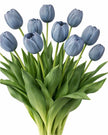 Blue Tulip Stems - Bunch of 5 Artificial Spring Flowers