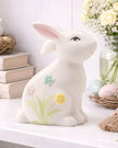 Bunny Figurine With Floral Decor | Ceramic Easter Ornament