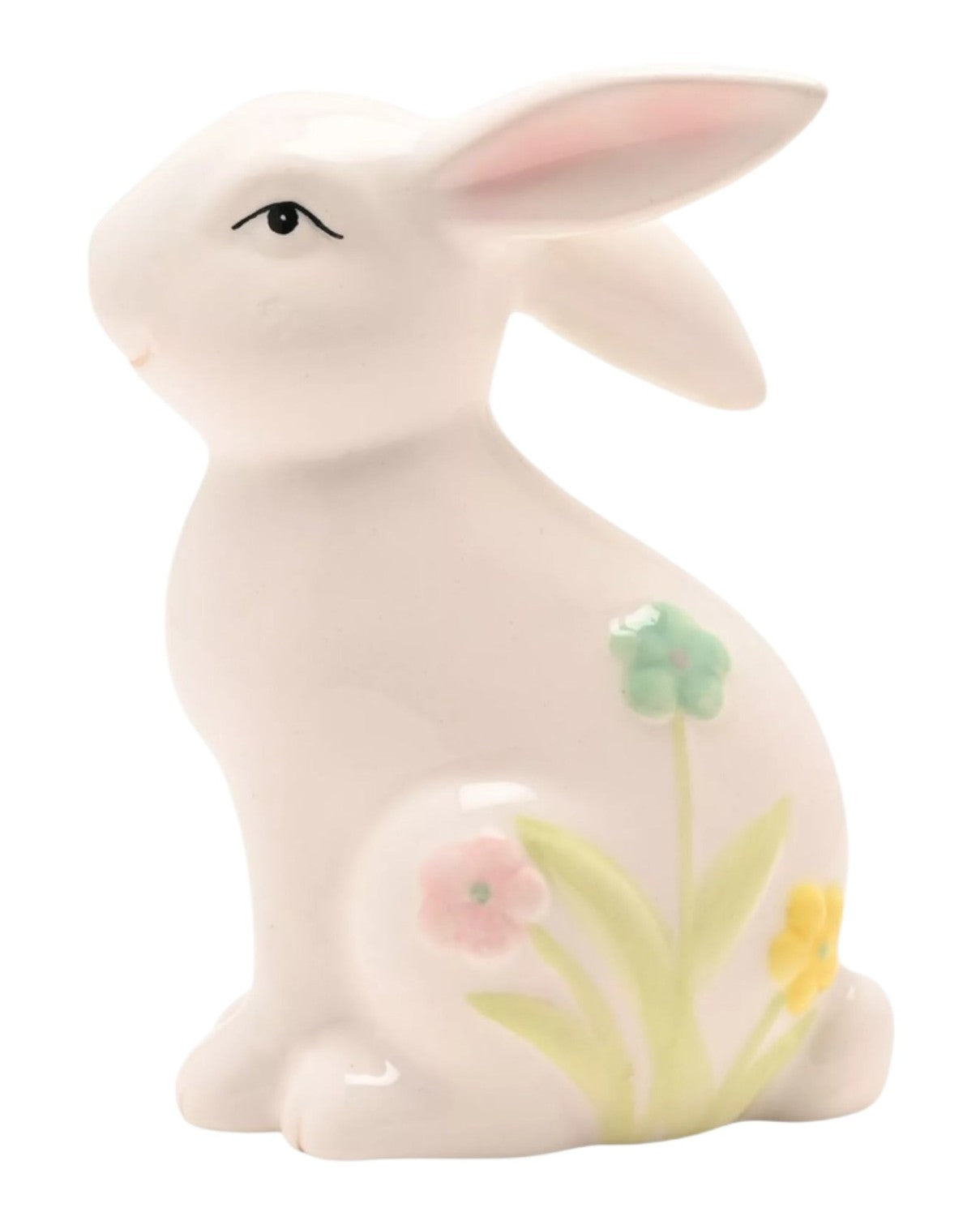 Bunny Figurine With Floral Decor | Ceramic Easter Ornament