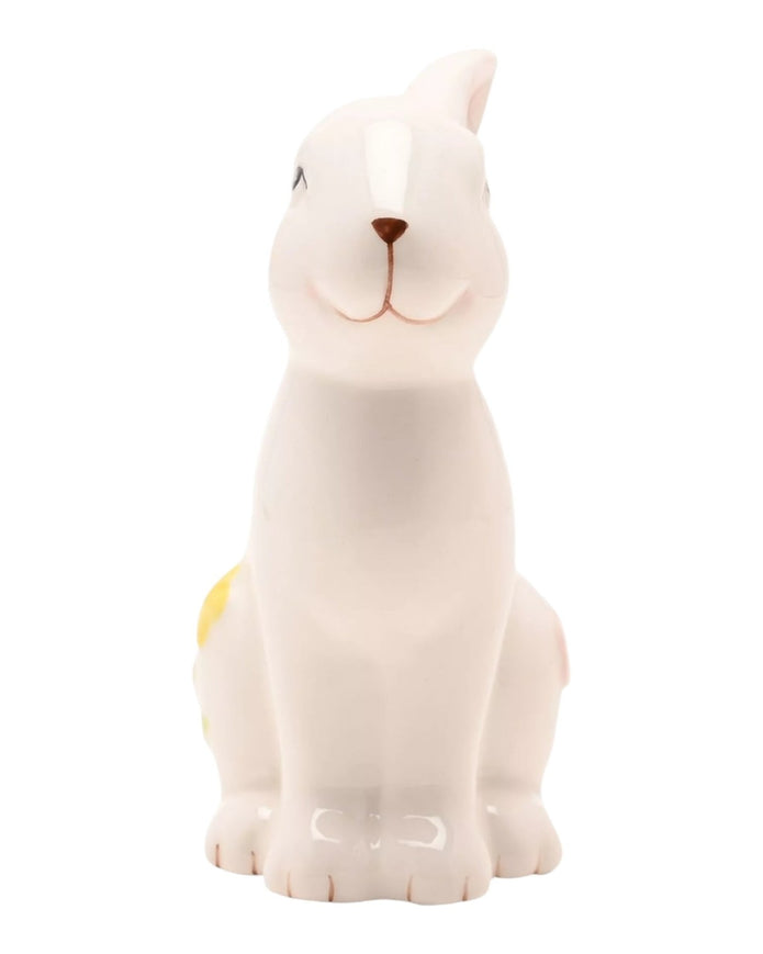 Bunny Figurine With Floral Decor | Ceramic Easter Ornament