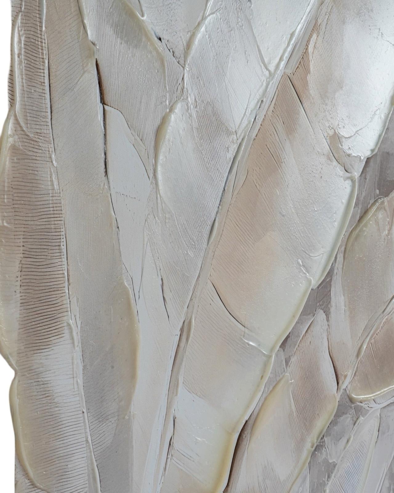 Large neutral feather wall art by Hill Interiors in a frame, perfect for modern home decor and wall decoration.