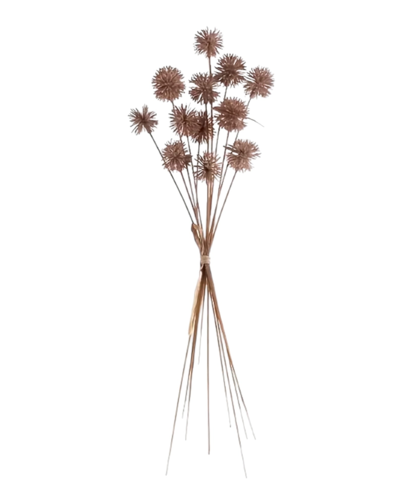 Artificial brown neutral pom pom stem from Coach House, featuring soft, fluffy pom poms ideal for home decor and floral arrangements.