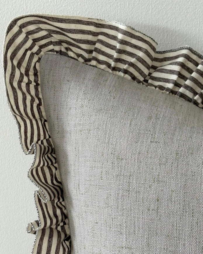 Bella Chocolate Brown Ruffle Square Cushion Cover