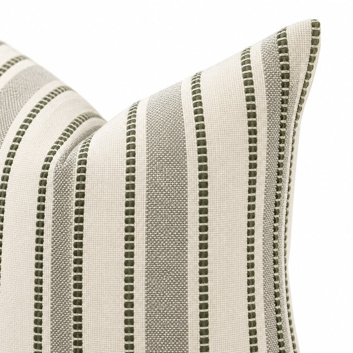 Olive Green Stitch Stripe Cushion Cover