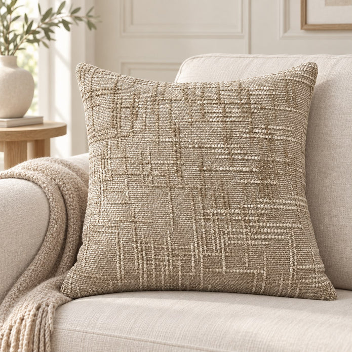 Beige Chenille Textured Cushion Cover