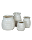 White ceramic wide neck textured vase by Hill Interiors, decorative vase with a smooth finish and modern design.