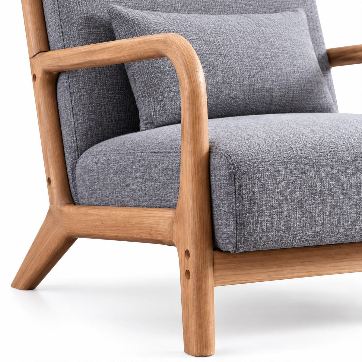 Grey Retro Wooden Framed Arm Chair