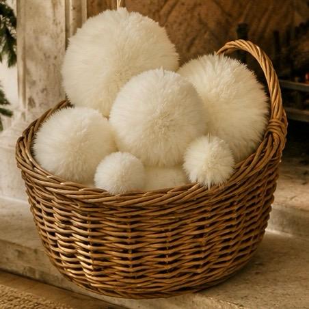 Cream Fluffy Hanging Fur Snowball