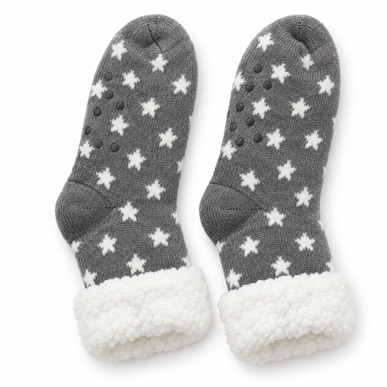 Cosy Slipper Socks - Grey Stars
