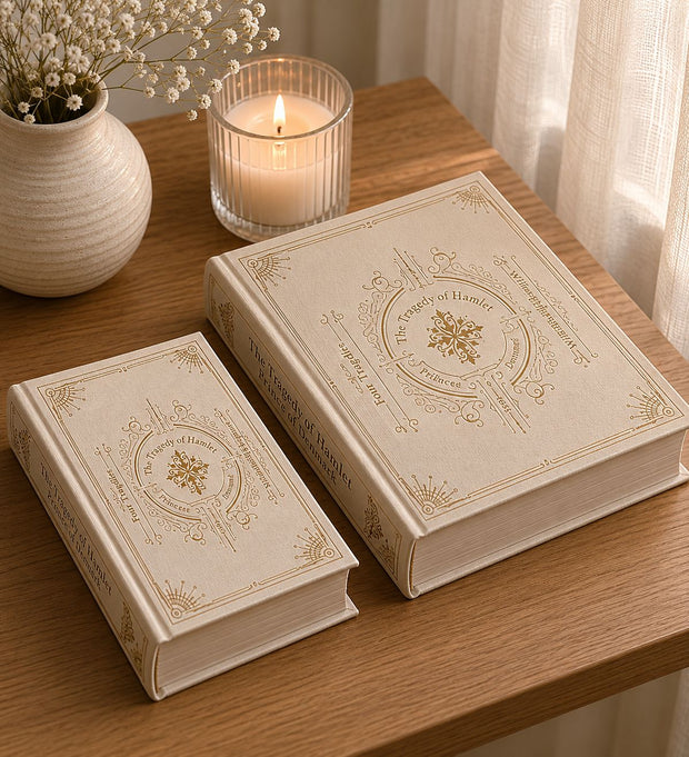Vintage Cream And Gold Design Storage Book Boxes - Set of 2