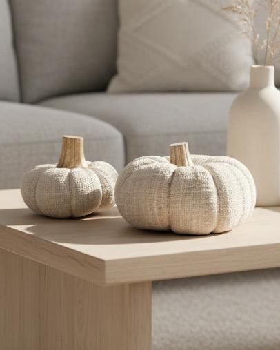 Cream Fabric Pumpkin Decor