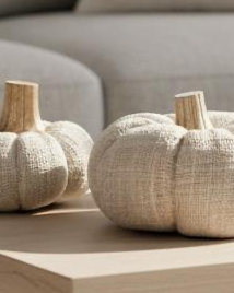 Cream Fabric Pumpkin Decor