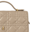 Beige Quilted Top Handle Crossbody Bag with Zip Closure