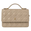Beige Quilted Top Handle Crossbody Bag with Zip Closure