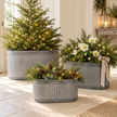 Ribbed Oval Galvanised Metal Planter Troughs - Set of Three