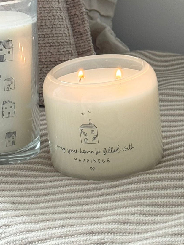Beige Moments Double Wick Candle - Happy Home