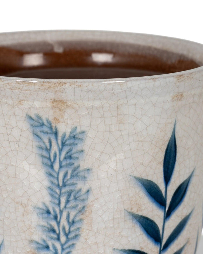 Blue Floral Plant Pot