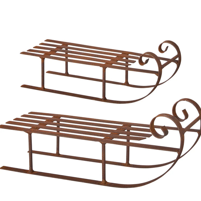Rustic Metal Christmas Sleigh Decoration