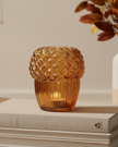 Orange Glass Acorn Tealight Candle Holder