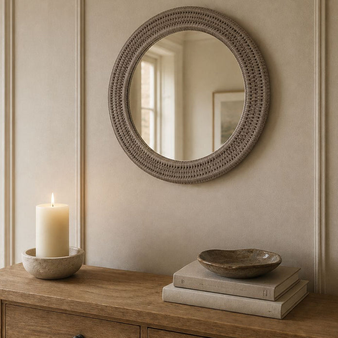 Wickham Rattan Natural Round Mirror