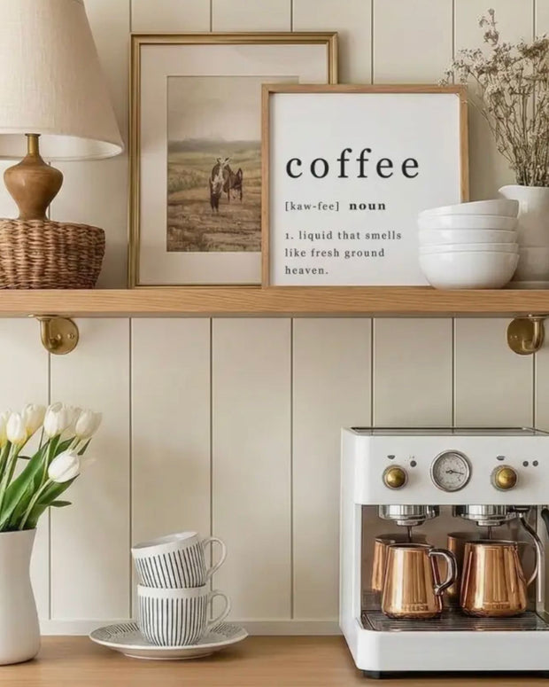 Large White Framed Sign - Coffee