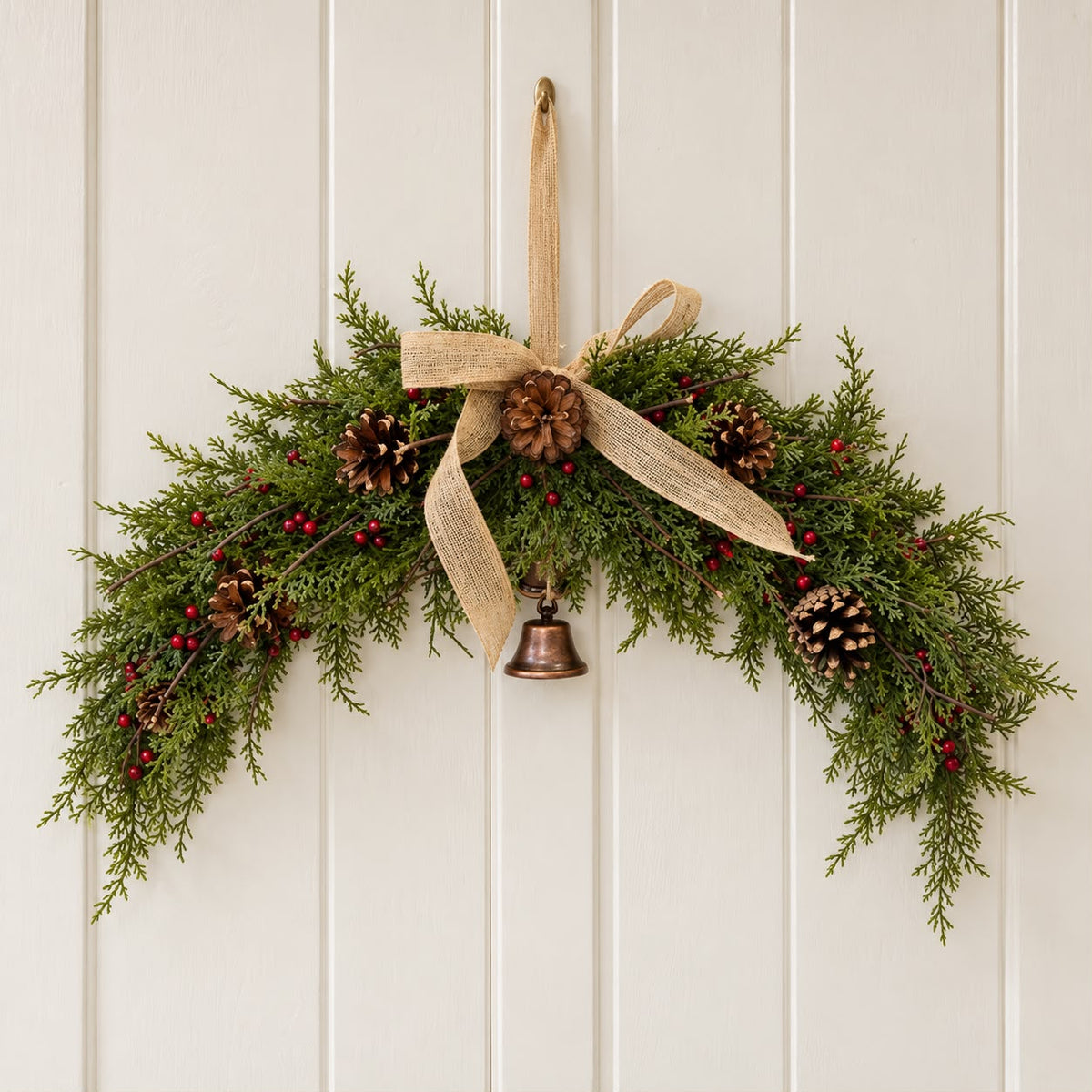 Arched Curved Swag Wreath With Berries