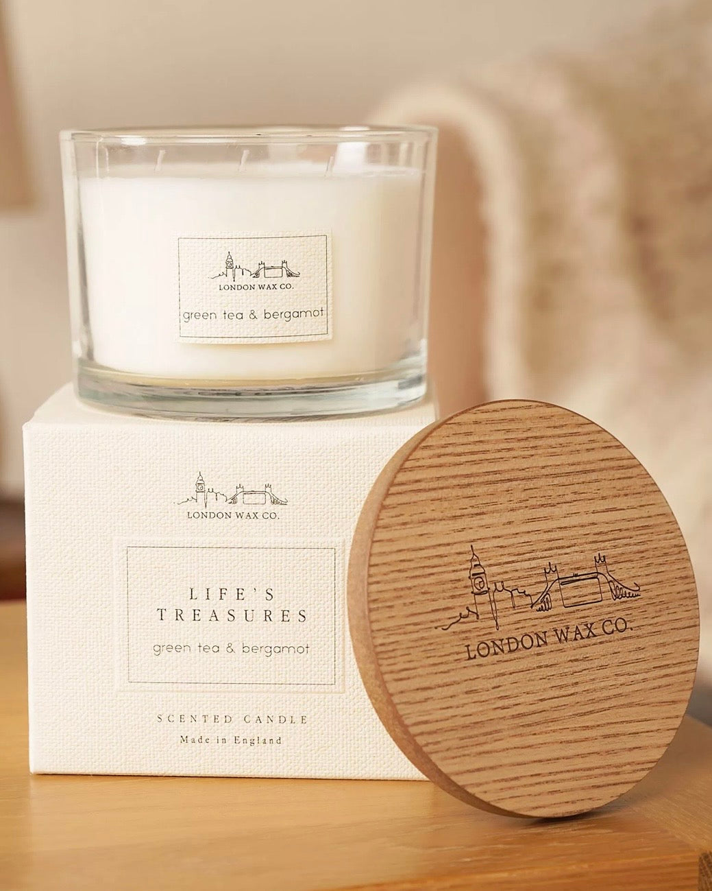 London Wax Company Triple Wick Lidded Candle - Green Tea & Bergamot