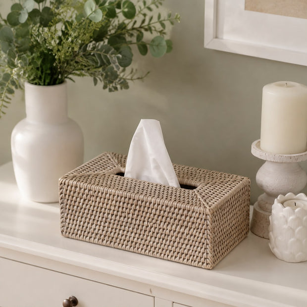 Rattan Oblong Tissue Box