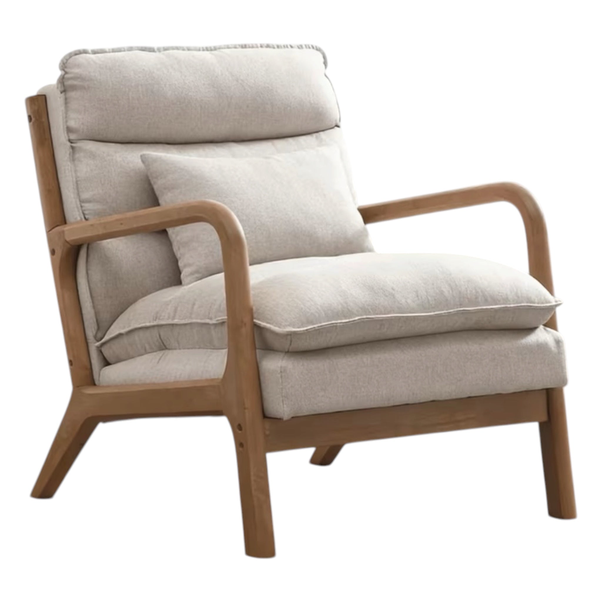 Cream Retro Wooden Framed Arm Chair