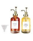 Starlight Express gold coffee syrup dispenser with matching label set for coffee station, kitchen and dining accessory.