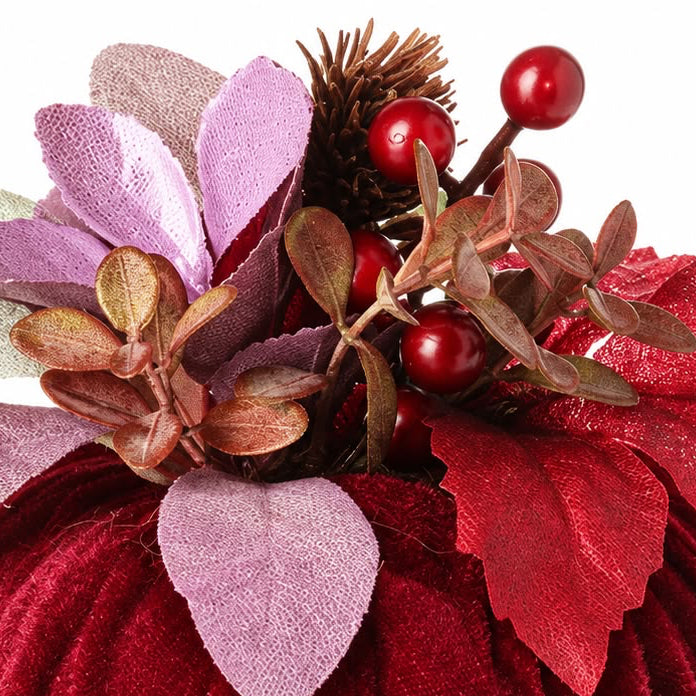Burgundy Velvet Foliage Pumpkin