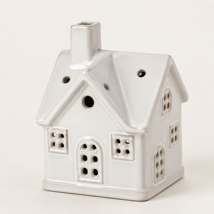 Neutral Ceramic Light Up LED House