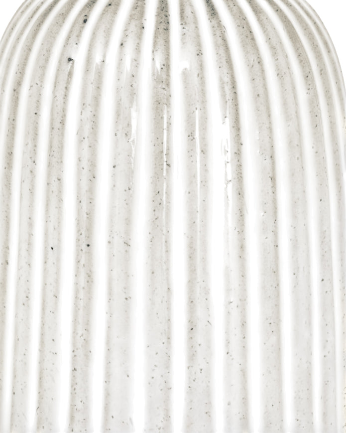 Monte Medium Ribbed Vase by Hill Interiors, showcasing its textured ribbed design in a neutral color.