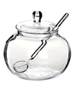 Glass Sugar Or Honey Pot And Spoon