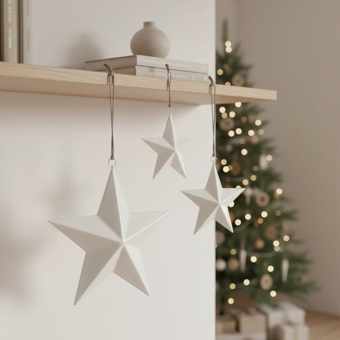 White Enamel Hanging Star Decoration