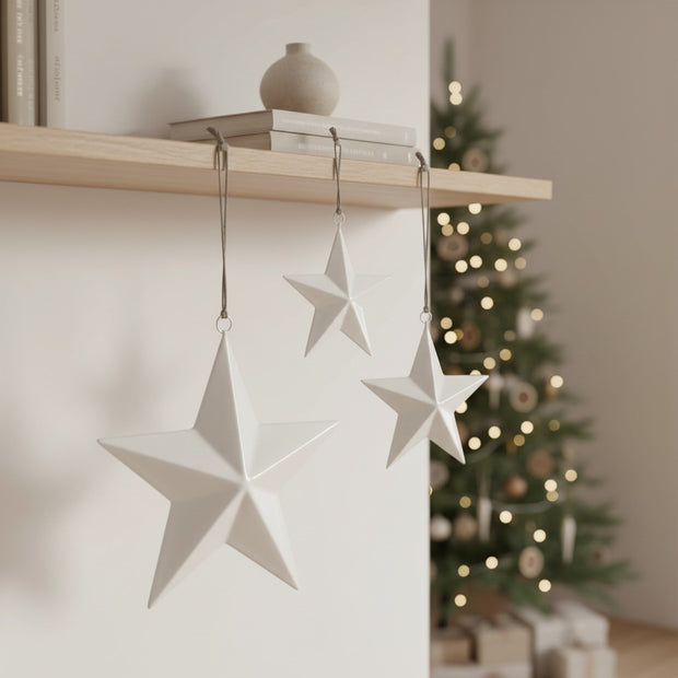White Enamel Hanging Star Decoration