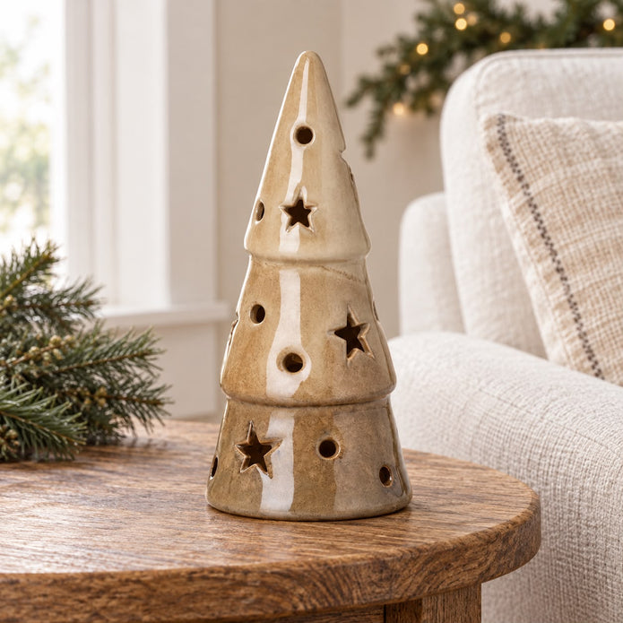 Beige Star Cut Light Up LED Tree