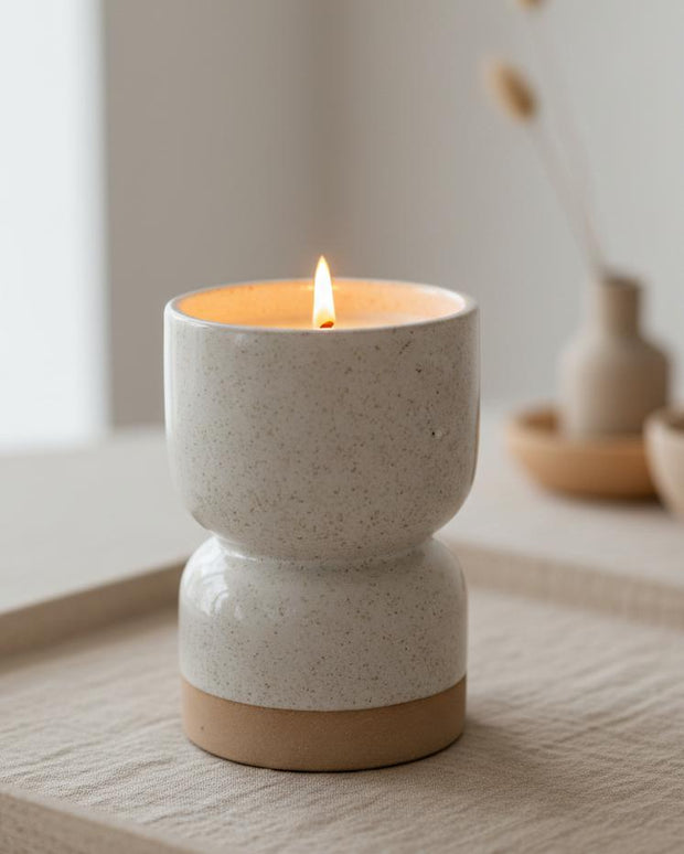 White Ceramic Hourglass Shape Candle