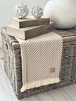Beige Striped Throw Blanket