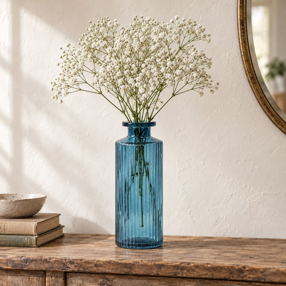 Blue Glass Bottle Bud Vase — product image 2