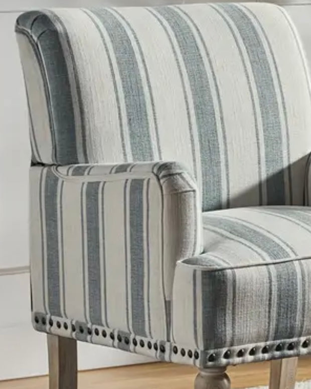 Light Blue Striped Arm Chair