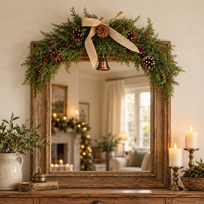 Arched Curved Swag Wreath With Berries