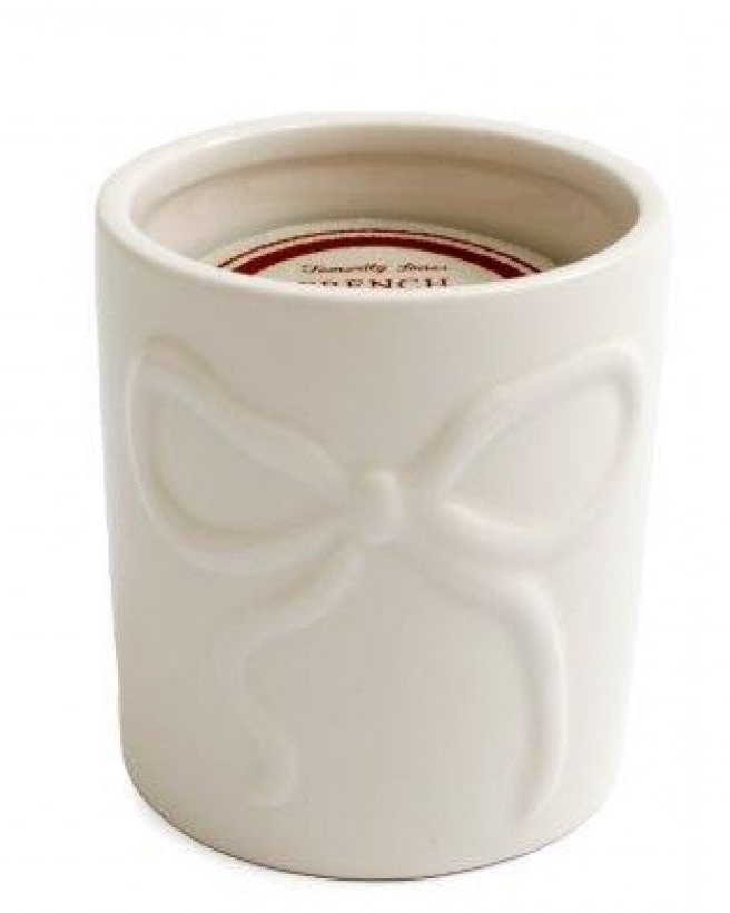 Cream Bow Candle Pot