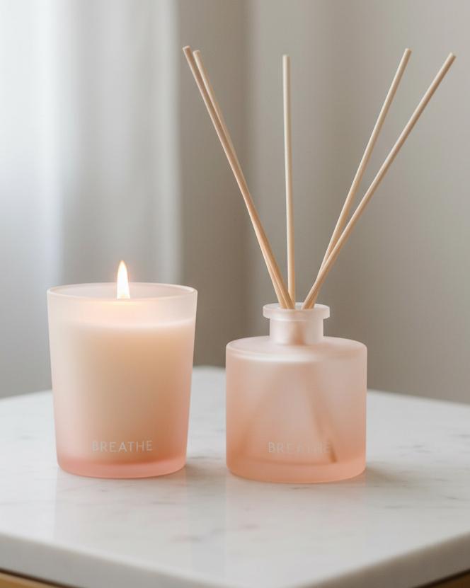 Serenity Breathe Pink Reed Diffuser & Candle Gift Set