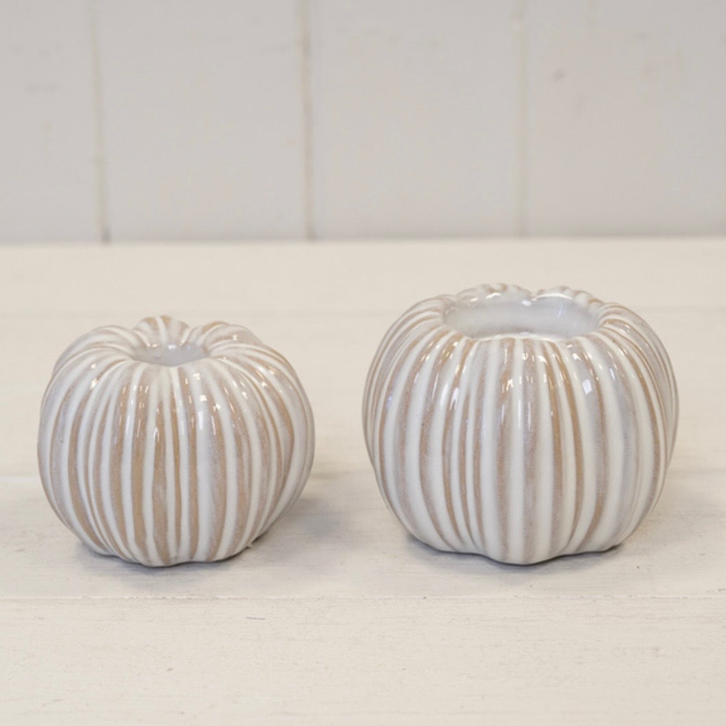 Ceramic Natural Pumpkin Tealight Candle Holder