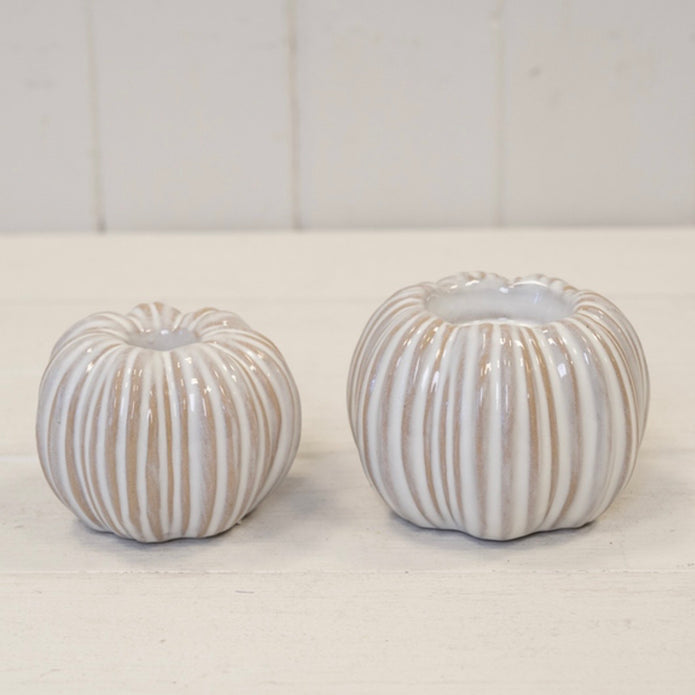 Ceramic Natural Pumpkin Tealight Candle Holder