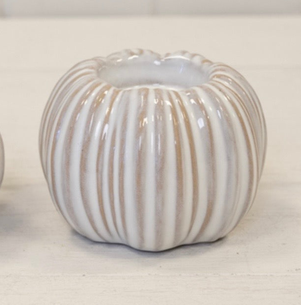 Ceramic Natural Pumpkin Tealight Candle Holder