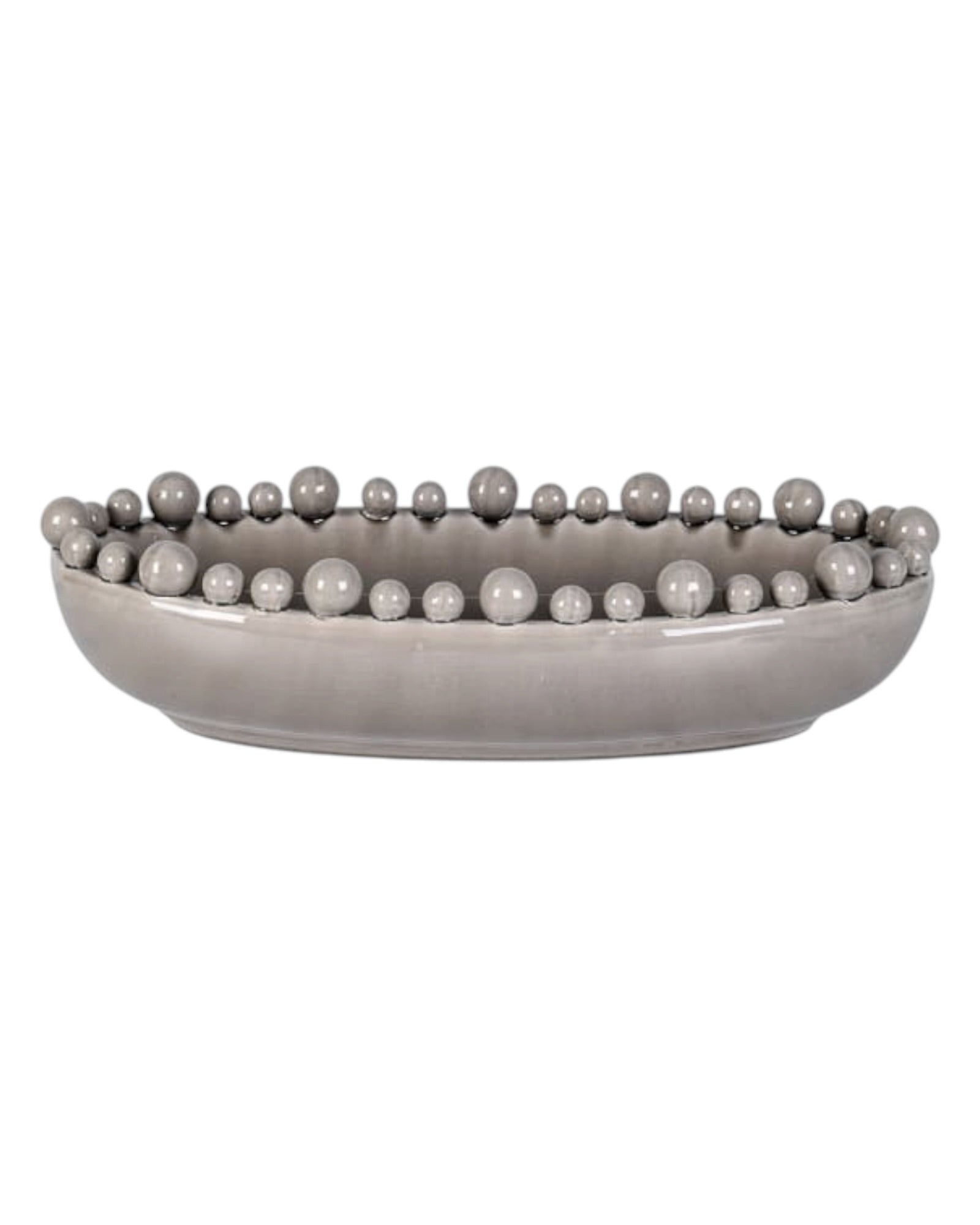 Oval Extra Large Grey Bobble Edged Bowl